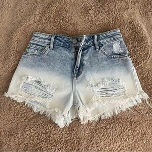 PacSun Blue and White Ombre Jean Shorts